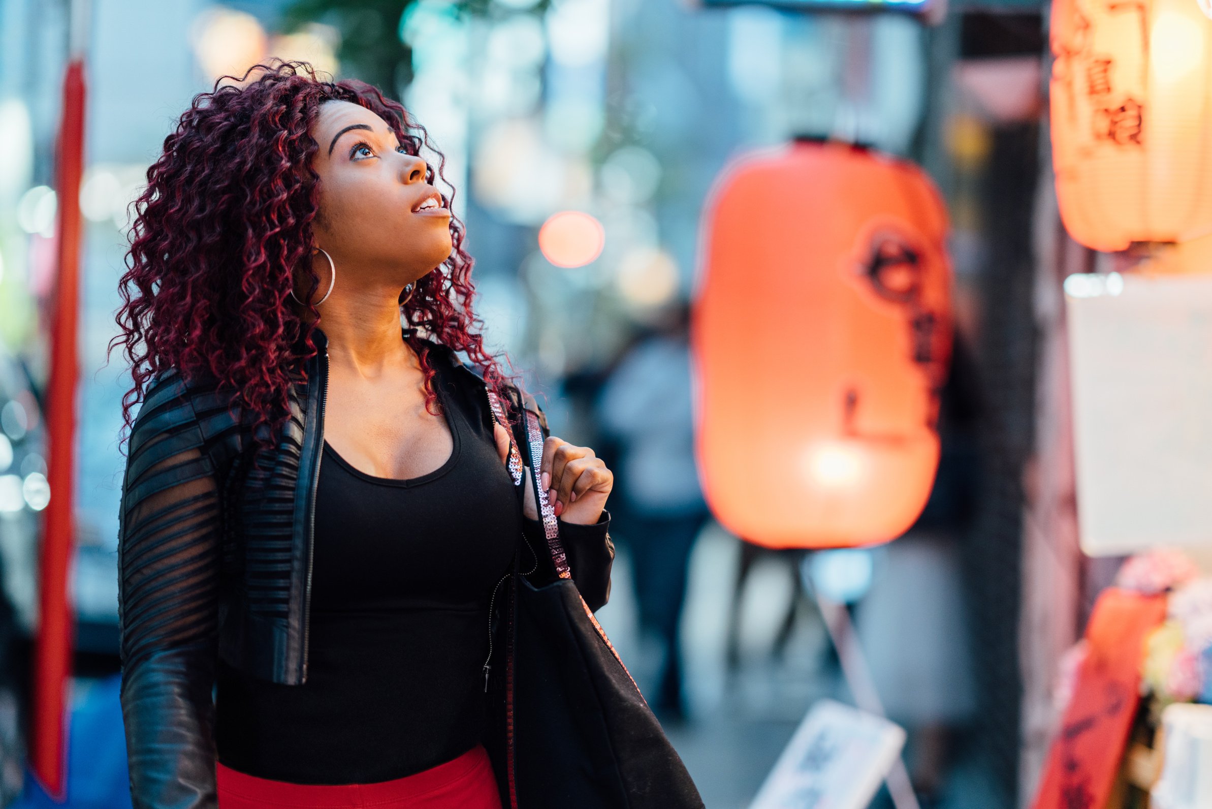 Female solo traveler exploring city